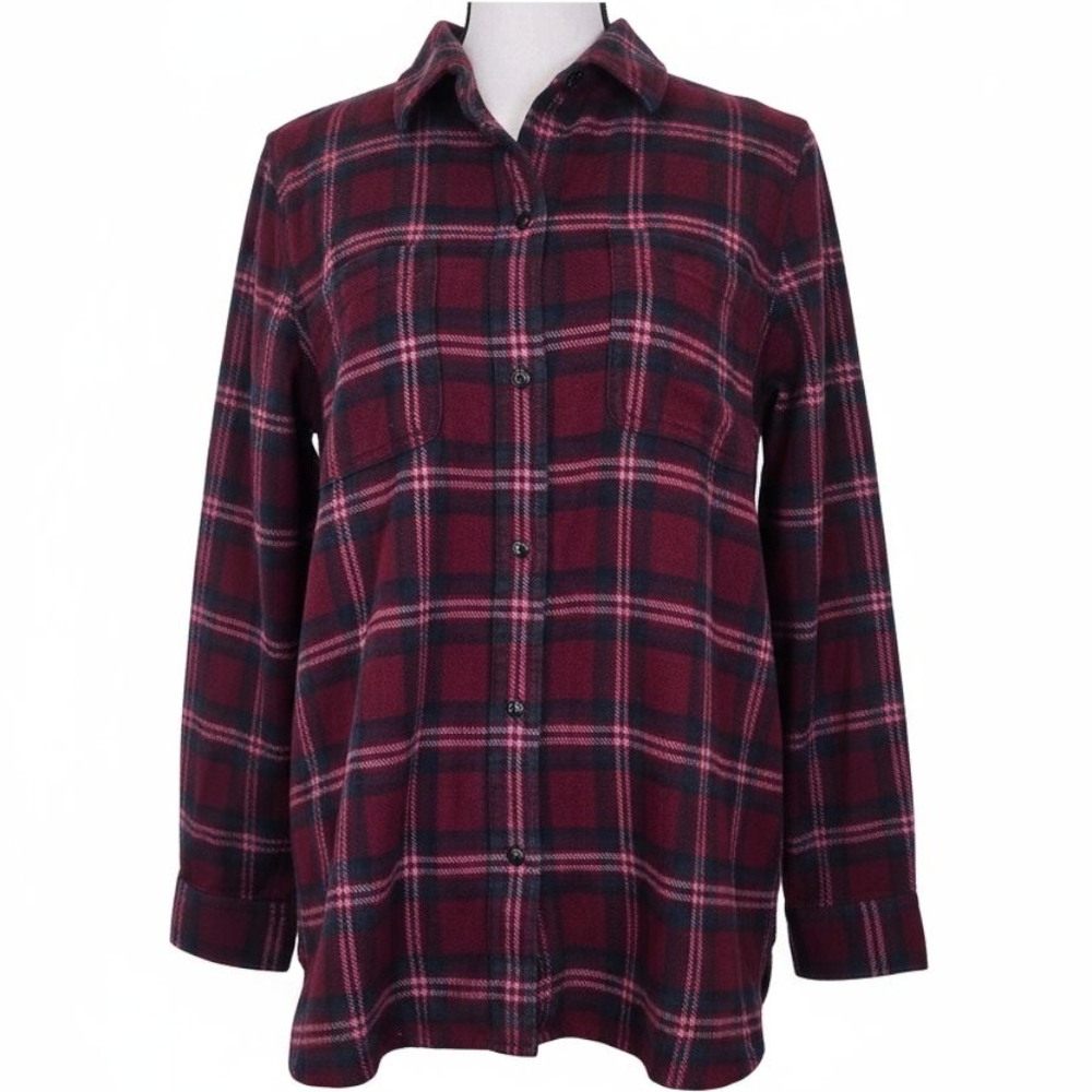 Madewell Classic Ex-Boyfriend Red Jensen Plaid Button-Up Flannel Woman Small med